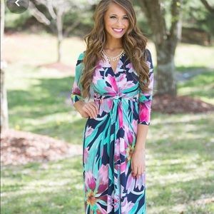 Caribbean Melody Floral Maxi Dress